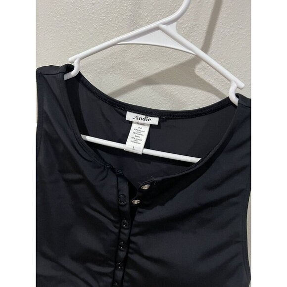 Andie Swim The Malibu One Piece Women’s Black size Large L Snap Button Up - Picture 3 of 4